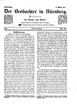 Der Beobachter in Nürnberg (Nürnberger Beobachter) Donnerstag 13. März 1851