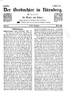 Der Beobachter in Nürnberg (Nürnberger Beobachter) Samstag 5. April 1851