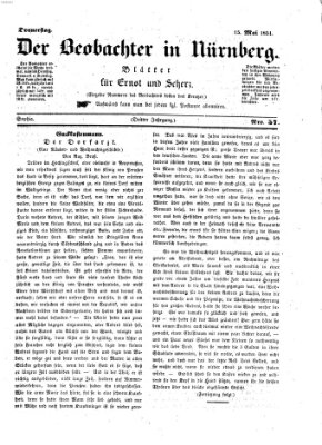 Der Beobachter in Nürnberg (Nürnberger Beobachter) Donnerstag 15. Mai 1851