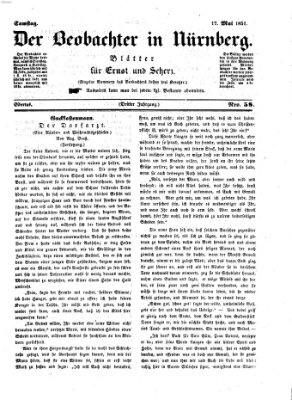 Der Beobachter in Nürnberg (Nürnberger Beobachter) Samstag 17. Mai 1851