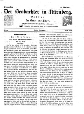 Der Beobachter in Nürnberg (Nürnberger Beobachter) Donnerstag 22. Mai 1851