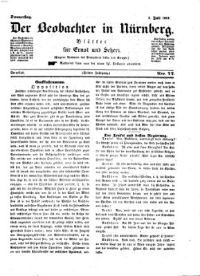 Der Beobachter in Nürnberg (Nürnberger Beobachter) Donnerstag 3. Juli 1851