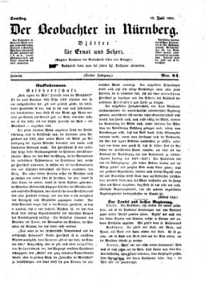 Der Beobachter in Nürnberg (Nürnberger Beobachter) Samstag 12. Juli 1851