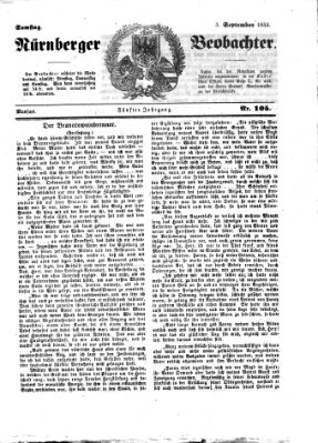 Nürnberger Beobachter Samstag 3. September 1853