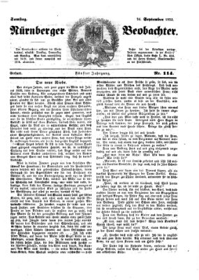 Nürnberger Beobachter Samstag 24. September 1853