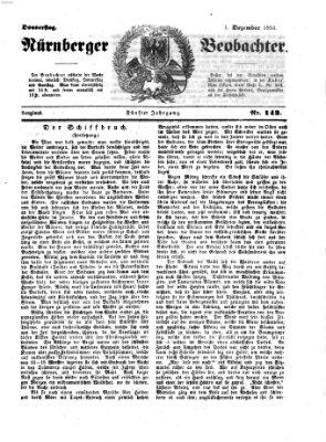 Nürnberger Beobachter Donnerstag 1. Dezember 1853