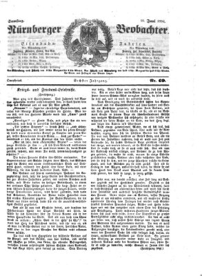 Nürnberger Beobachter Samstag 10. Juni 1854