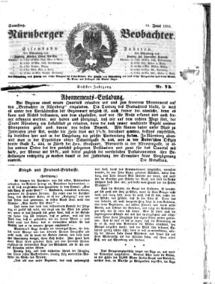 Nürnberger Beobachter Samstag 24. Juni 1854