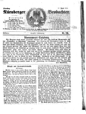 Nürnberger Beobachter Dienstag 27. Juni 1854