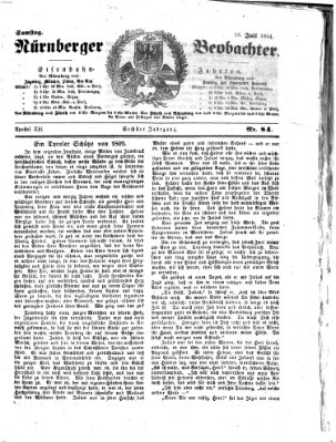 Nürnberger Beobachter Samstag 15. Juli 1854