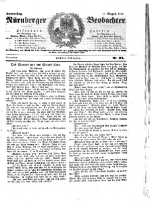 Nürnberger Beobachter Donnerstag 10. August 1854