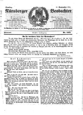 Nürnberger Beobachter Samstag 30. September 1854