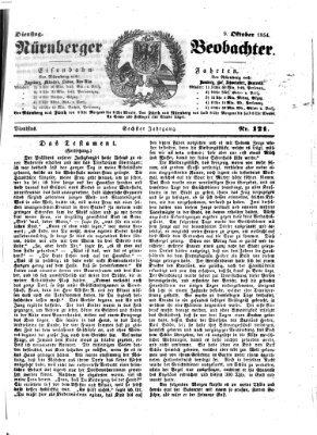 Nürnberger Beobachter Montag 9. Oktober 1854