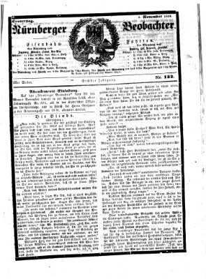 Nürnberger Beobachter Donnerstag 2. November 1854