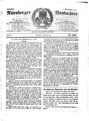 Nürnberger Beobachter Samstag 9. Dezember 1854