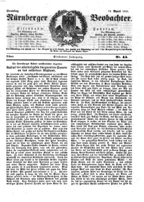 Nürnberger Beobachter Samstag 14. April 1855