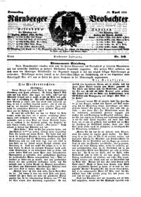 Nürnberger Beobachter Donnerstag 26. April 1855