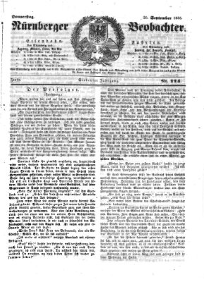 Nürnberger Beobachter Donnerstag 20. September 1855