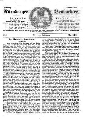 Nürnberger Beobachter Samstag 6. Oktober 1855