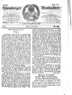 Nürnberger Beobachter Samstag 7. Juni 1856