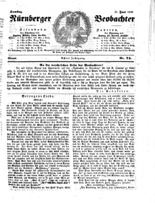 Nürnberger Beobachter Samstag 21. Juni 1856