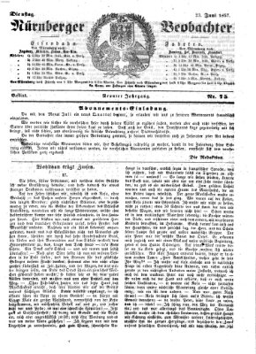 Nürnberger Beobachter Dienstag 23. Juni 1857