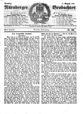 Nürnberger Beobachter Samstag 15. August 1857