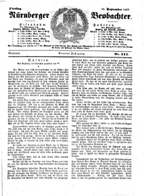 Nürnberger Beobachter Dienstag 15. September 1857