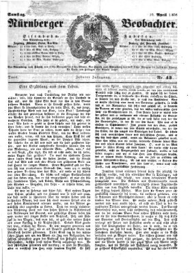 Nürnberger Beobachter Samstag 10. April 1858