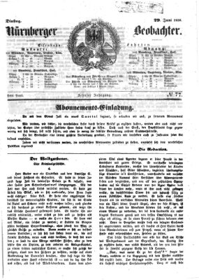 Nürnberger Beobachter Dienstag 29. Juni 1858