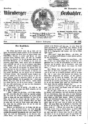 Nürnberger Beobachter Samstag 18. September 1858