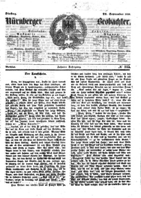 Nürnberger Beobachter Dienstag 21. September 1858