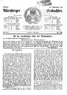 Nürnberger Beobachter Dienstag 28. September 1858