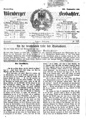 Nürnberger Beobachter Donnerstag 30. September 1858