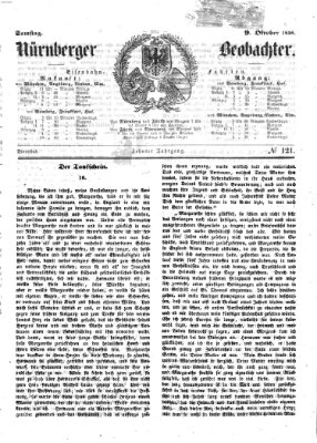 Nürnberger Beobachter Samstag 9. Oktober 1858