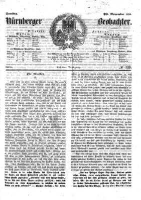 Nürnberger Beobachter Samstag 20. November 1858