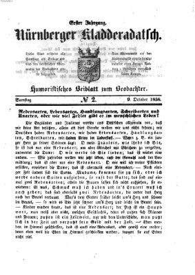 Nürnberger Kladderadatsch (Nürnberger Beobachter) Samstag 9. Oktober 1858