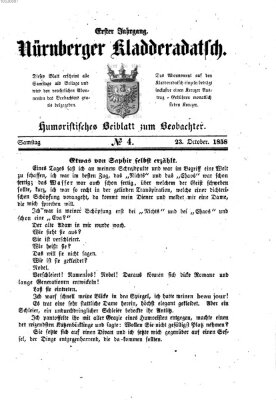 Nürnberger Kladderadatsch (Nürnberger Beobachter) Samstag 23. Oktober 1858