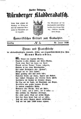 Nürnberger Kladderadatsch (Nürnberger Beobachter) Samstag 22. Januar 1859