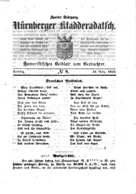 Nürnberger Kladderadatsch (Nürnberger Beobachter) Samstag 19. März 1859