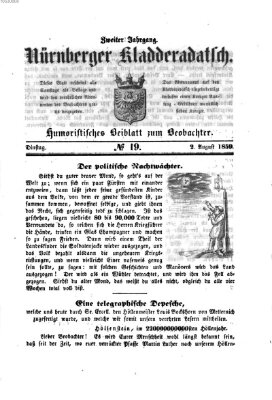 Nürnberger Kladderadatsch (Nürnberger Beobachter) Dienstag 2. August 1859