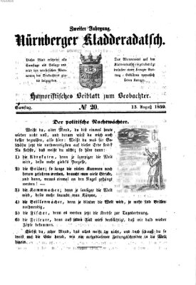 Nürnberger Kladderadatsch (Nürnberger Beobachter) Samstag 13. August 1859