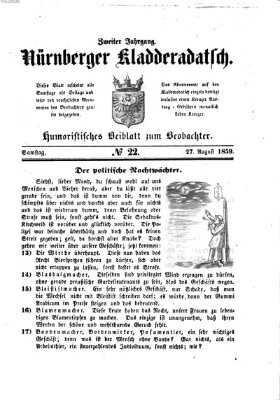 Nürnberger Kladderadatsch (Nürnberger Beobachter) Samstag 27. August 1859