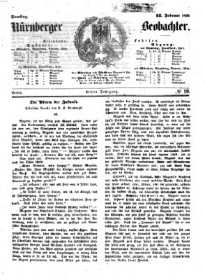 Nürnberger Beobachter Samstag 12. Februar 1859