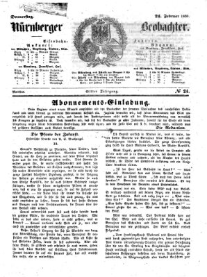 Nürnberger Beobachter Donnerstag 24. Februar 1859