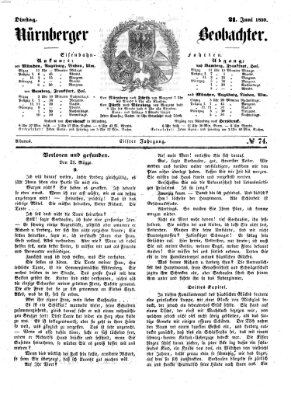 Nürnberger Beobachter Dienstag 21. Juni 1859