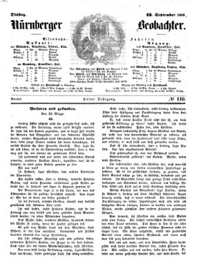 Nürnberger Beobachter Dienstag 13. September 1859