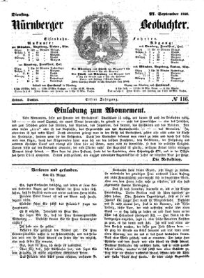 Nürnberger Beobachter Dienstag 27. September 1859