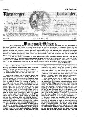 Nürnberger Beobachter Dienstag 19. Juni 1860