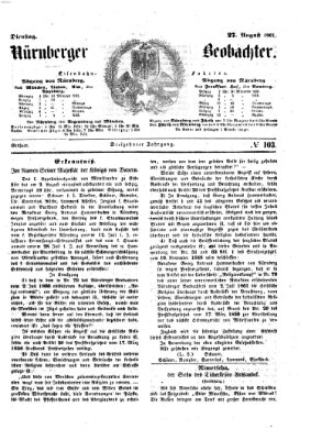 Nürnberger Beobachter Dienstag 27. August 1861